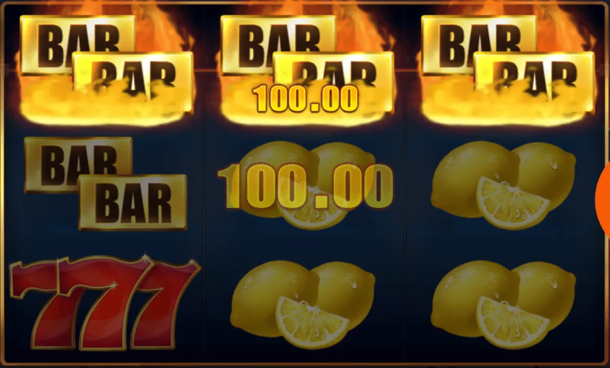 Winning screen with highlighted paylines and symbol combination